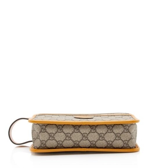 NEW! $1100 Gucci GG Supreme Clutch Travel Pouch yellow trim - Picture 7 of 17